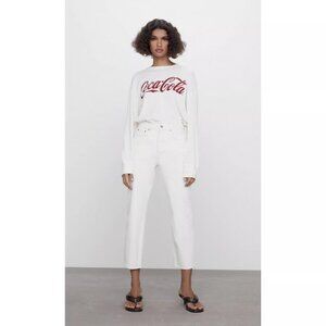 BARELY WORN!!! Zara The Bliss Straight Ecru High-Waist Denim Sz.6